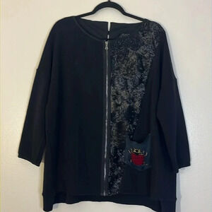 NY 77 | Lagenlook Art to Wear sequin ladybug oversized jacket Women’s size M
